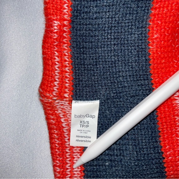 BabyGap Boys XS/S 12/24 Mo. Reversible Winter Beanie Hat Grey/Orange Knit Toque - Picture 4 of 8